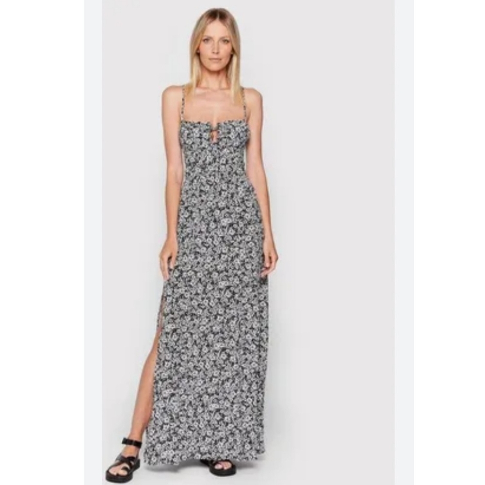 Anthropologie Black and White Floral Maxi Dress